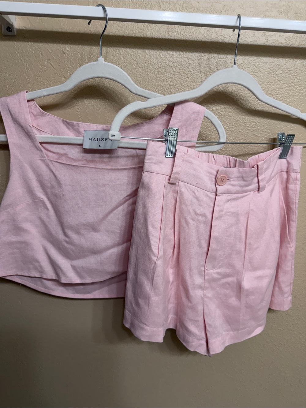 Hausen pink small top and short